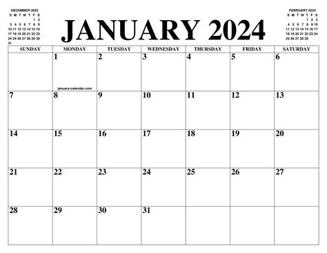 January Calendar Printable Printable World Holiday