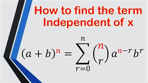 How To Find The Term Independent Of X Binomial Expansion Youtube
