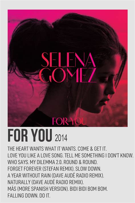 Selena Gomez For You Ep Album Poster Selena Gomez Album Selena