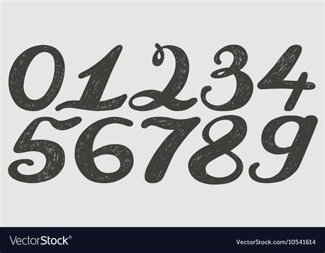 Numbers Set In Hand Drawn Calligraphy Style Vector Image