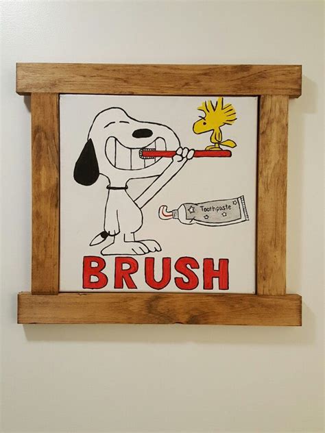 Browse bathroom designs and decorating ideas. Snoopy and Woodstock brush sign. Snoopy bathroom. | Snoopy ...