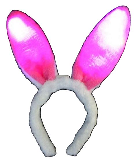Flashing Light Up Easter White Pink Bunny Ears Headband Rabbit Costume