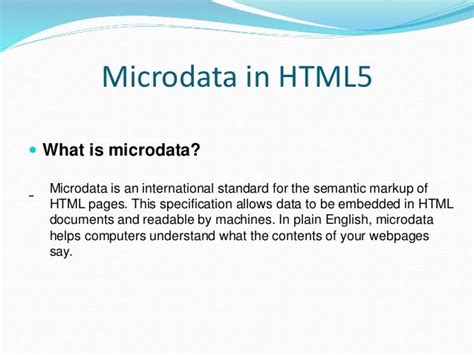 Microdata In Html5