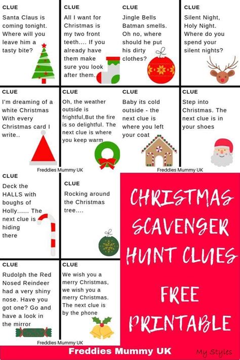 Oct 22 2019 These Printable Christmas Treasure Hunt Clues Are The