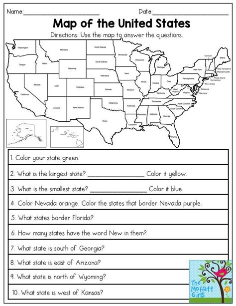 Learning The States Worksheets