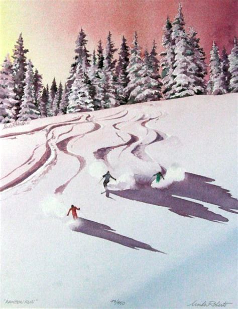 Image Of Rainbow Run Ski Art Ski Painting Winter Painting