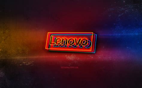 Download Wallpapers Lenovo Logo Light Neon Art Lenovo Emblem Lenovo