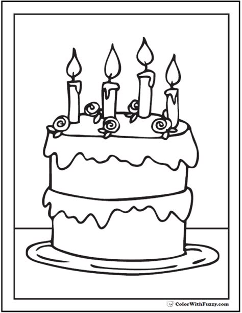 28+ Birthday Cake Coloring Pages: Customizable PDF Printables