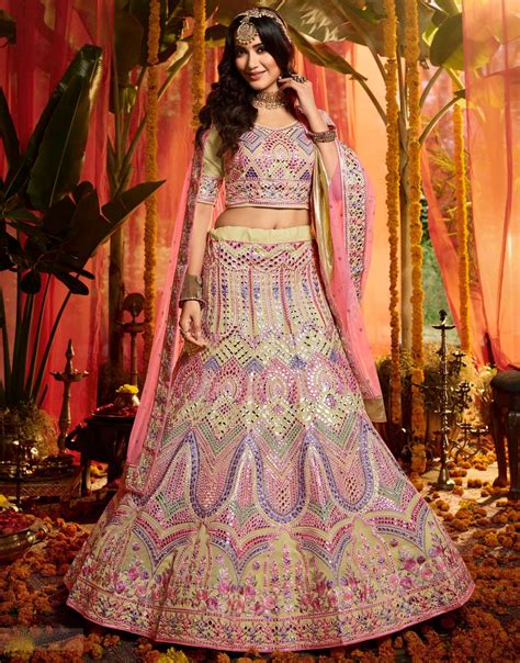 Off White Pure Organza Embroidered Lehenga Choli Lehengas Designer Collection