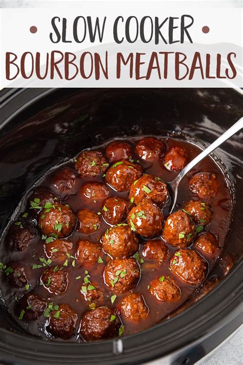 When it comes to easy crockpot appetizers, these crockpot bbq grape jelly meatballs are at the this recipe for crockpot bbq grape jelly meatballs is one of those recipes that you will always. Slow Cooker Bourbon Meatballs | Recipe | Party food ...