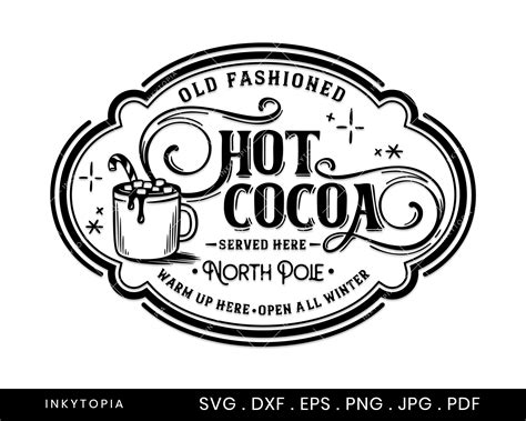 Hot Cocoa Svg Vintage Christmas Sign Svg Dxf Epsand Png Etsy