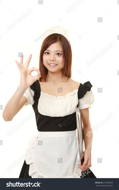 Young Japanese Woman Wearing French Maid Stock Photo 277902509