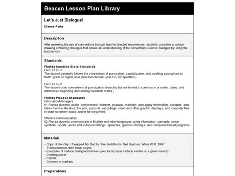 Lets Just Dialogue Lesson Plan For 4th Grade Lesson Planet