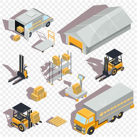 Isometric Warehouse Icon Set Scheme Logistic Free Power Point