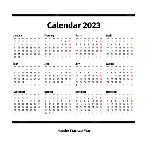 Calendario Negro 2023 Estilo Minimalista Simple Png Calendario 2023