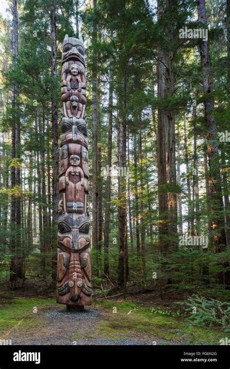 A Totem Pole In Sitka National Historic Park Sitka Southeast Alaska