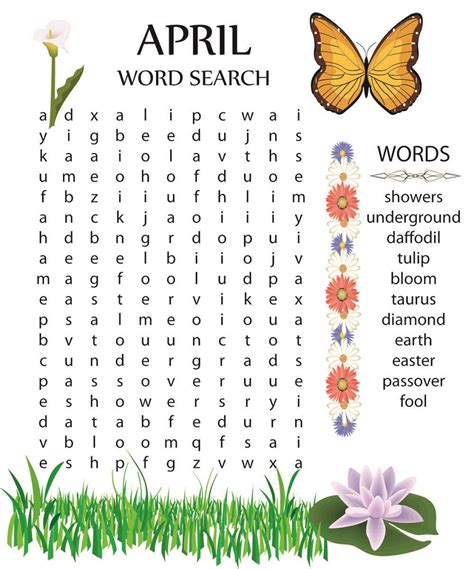 April Crossword Puzzle Printable Printable Word Searches