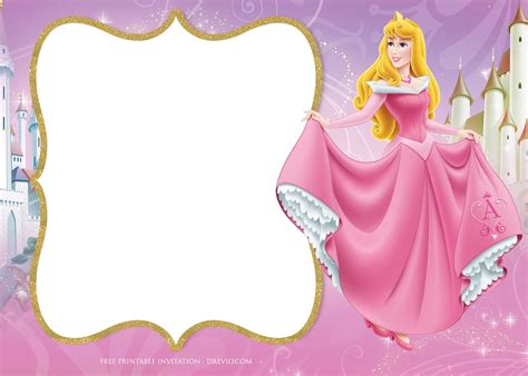Free Printable Princess Aurora Sleeping Beauty Invitation Templates