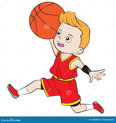 Cartoon Boy Playing Basketball Stock Vector Illustration Of Cartoon