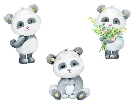 Premium Vector Pandas On An Isolated Background Cute Pandas Standing