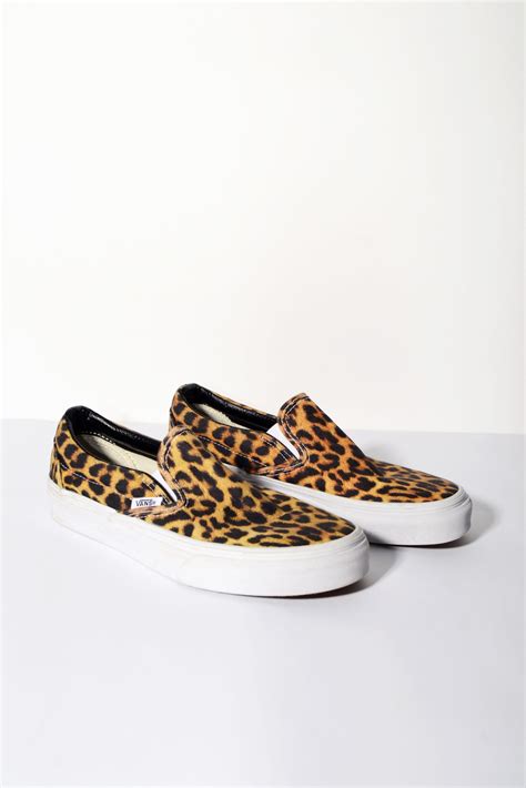 vans leopard print slip on trainers brown women s classic shoes online