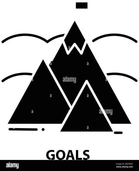 Goals Icon Black Vector Sign With Editable Strokes Concept Symbol