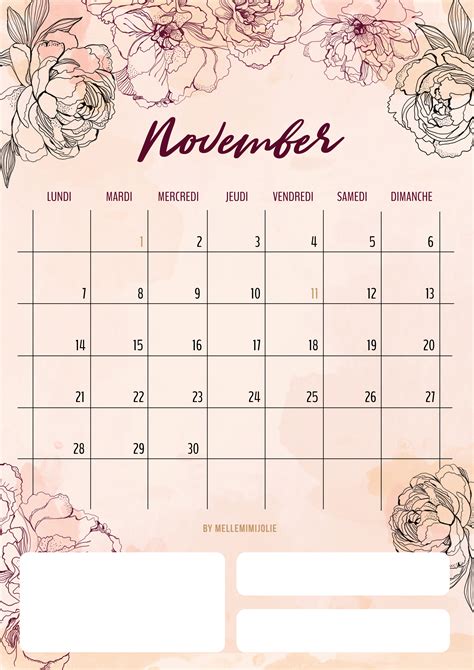 Calendrier De Novembre Mellemimijolie