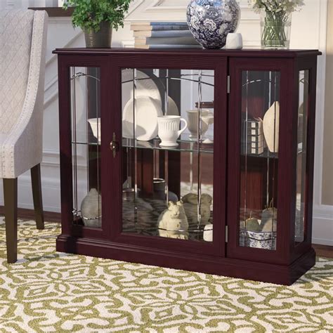 Darby Home Co Purvoche Lighted Curio Cabinet And Reviews Wayfair Glass Curio Cabinets