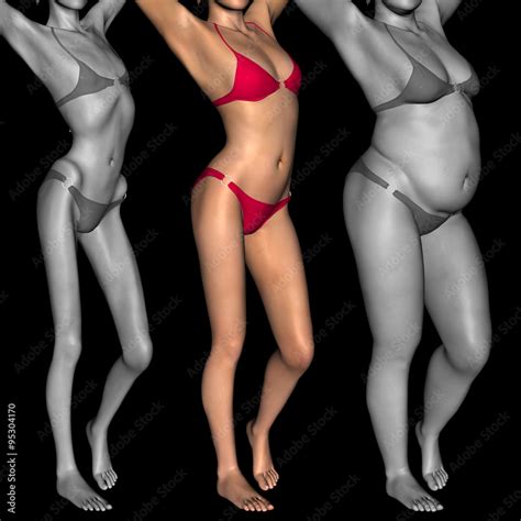 Conceptual D Woman As Fat Vs Anorexic Before And After Stock Illustration Adobe Stock
