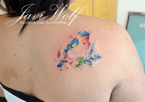 Javi Wolf Hip Tattoo Small Back Tattoo Heart Tattoo Watercolor Bird
