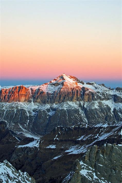 View Of Snow Covered Mountain During Sunset Beautiful Scenery