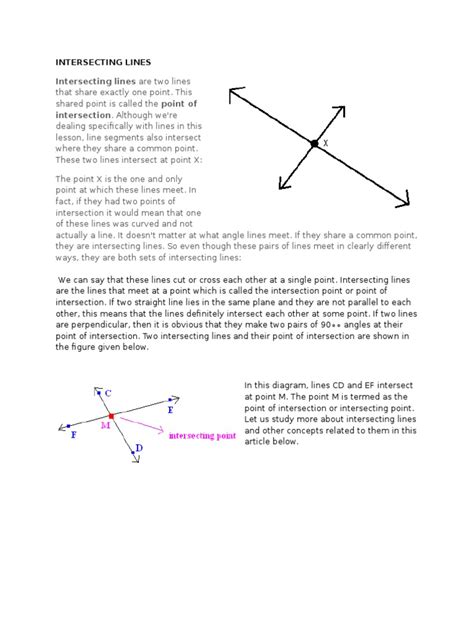 Intersecting Lines Pdf Line Geometry Angle