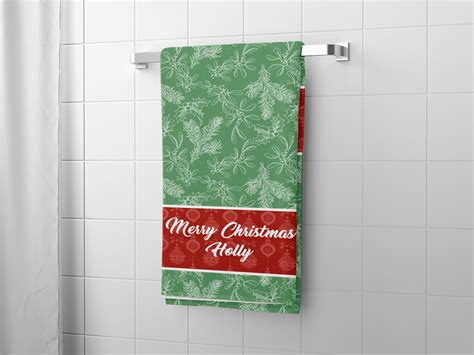 Christmas Holly Bath Towel Personalized Youcustomizeit