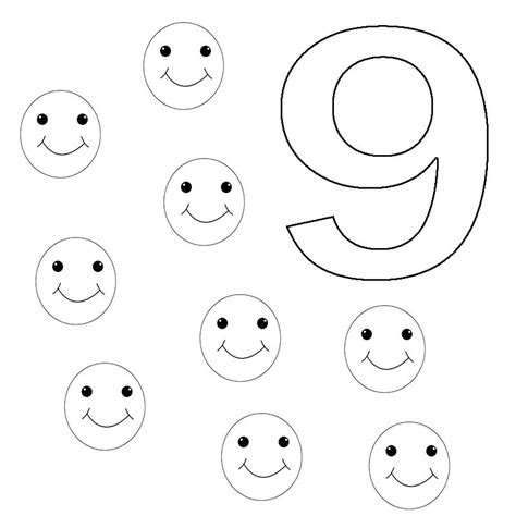 Free Printable Number 9 Coloring Pages