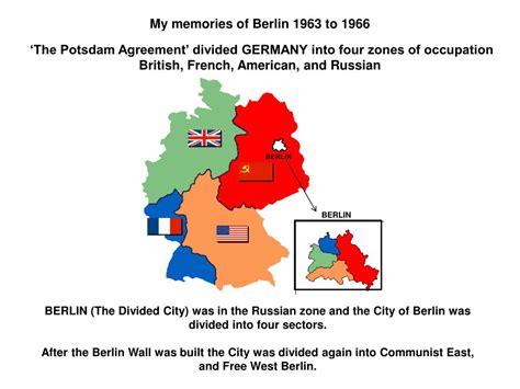 The potsdam conference was held in europe to determine postwar borders, negotiate treaties, and resolve issues clement attlee, harry truman, and joseph stalin at the potsdam conference. PPT - 'The Potsdam Agreement' divided GERMANY into four ...