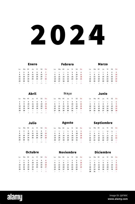 Calendario De 2024 Anos Aislado En El Vector Blanco Del Fondo Images