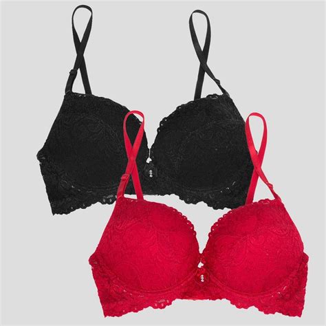 Smart And Sexy Womens Add 2 Cup Sizes Push Up Bra 2 Pack Black Hueno No Red 36a Push Up Bra