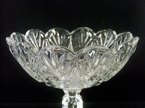 Vintage Cut Glass Lead Crystal Pedestal Bowl With Spoon Etsy