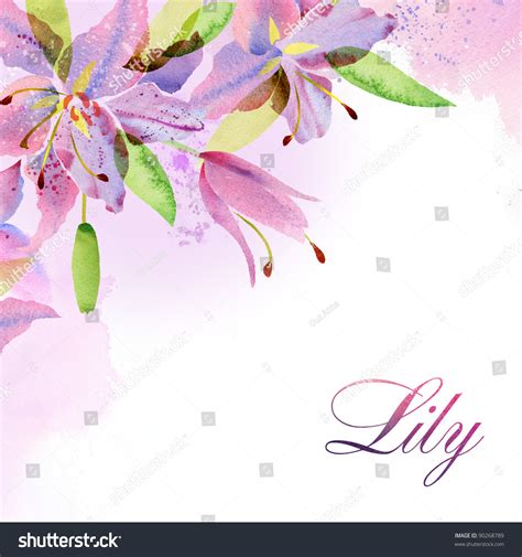 Floral Background Watercolor Lily Stock Photo 90268789 Shutterstock