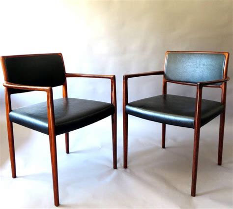 White painted rattan frame with natural leather cushions on chrome metal base. Danish Mid-Century Modern Rosewood and Leather Dining ...