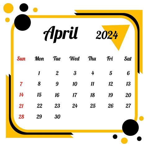 April 2024 Calendar 29346446 Vector Art At Vecteezy