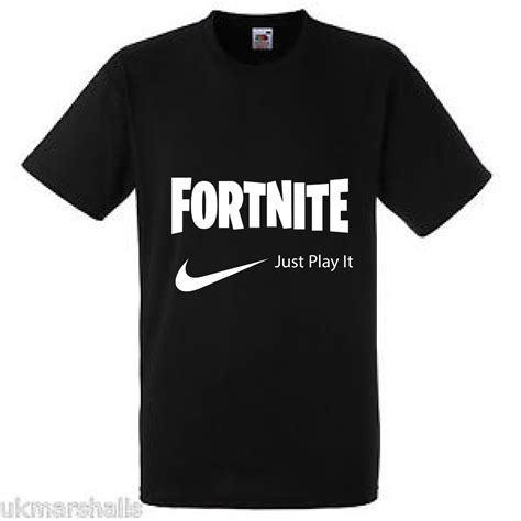 Fortnite Just Play It T Shirt In Black Fortnite Mania By Tatembroidery