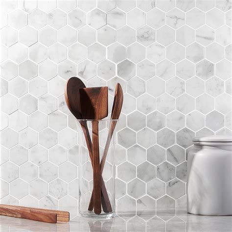 Carrara Marble Mosaic Tile 2 White Hexagon