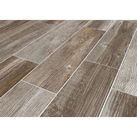 Style Selections Woods French Gray 6 In X 24 In Glazed Porcelain Wood