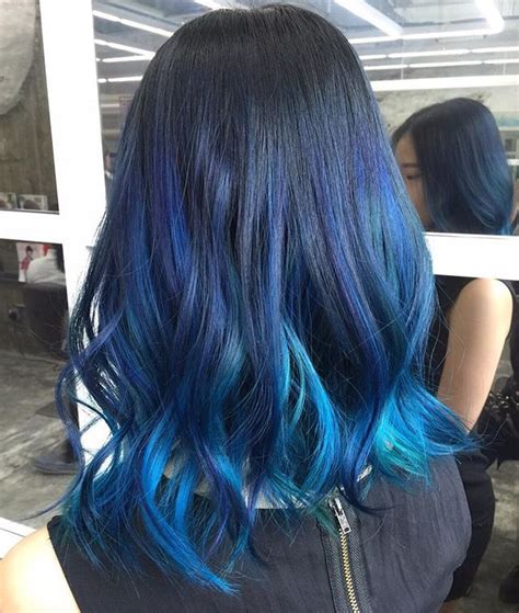 Charming, mystery and fashion, ocean blue contacts can do it. Multiple shades of ocean blue hair colour by Number76 Hair ...