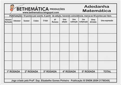 Tabela De Adedonha Para Imprimir