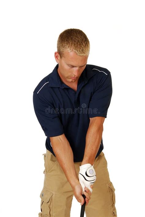Golfer Swinging His Club Stock Photo Image Of Glove 13095844
