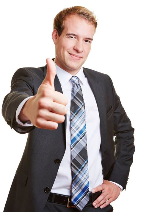 Business Man Holding His Thumbs Up Stock Photo Image Of Celebration