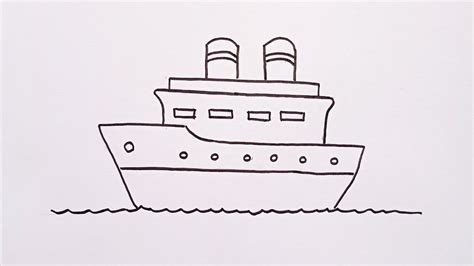 Cara Mudah Menggambar Kapal Laut Sederhana Menggambar Perahu Youtube