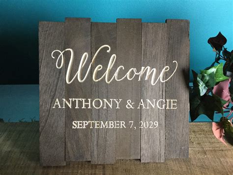 Wood Slat Welcome Signs Wedding Wooden Welcome Table Signage Custom Pe